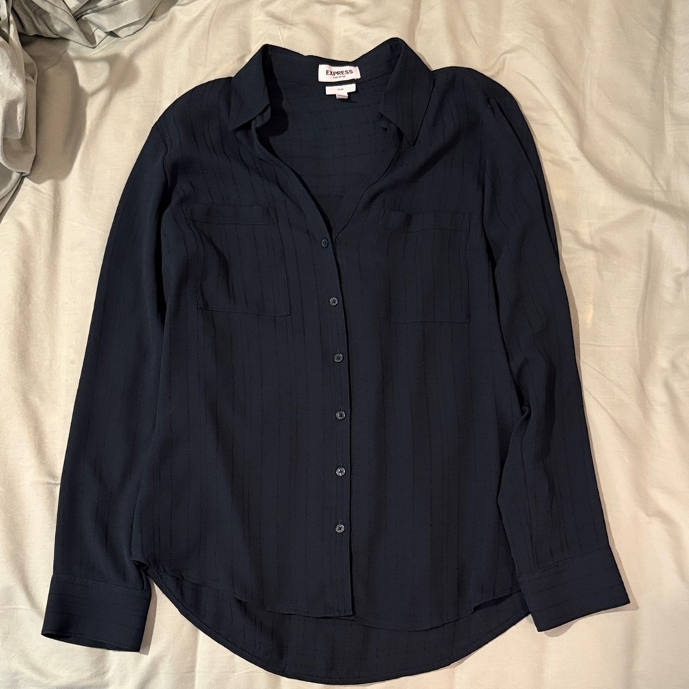 Express Dark Forest Green Portofino Slim Shirt